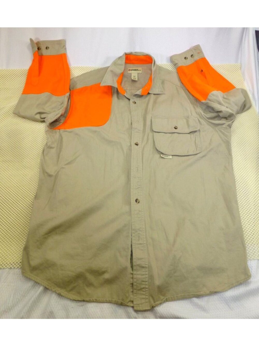 Gander‎ Mtn Mens XL Beige & Orange Long Sleeve Shooter Hunting Shirt